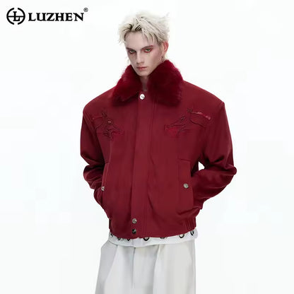 Faux Fur Brushed Neck Patchwork Pattern Casual Jacket