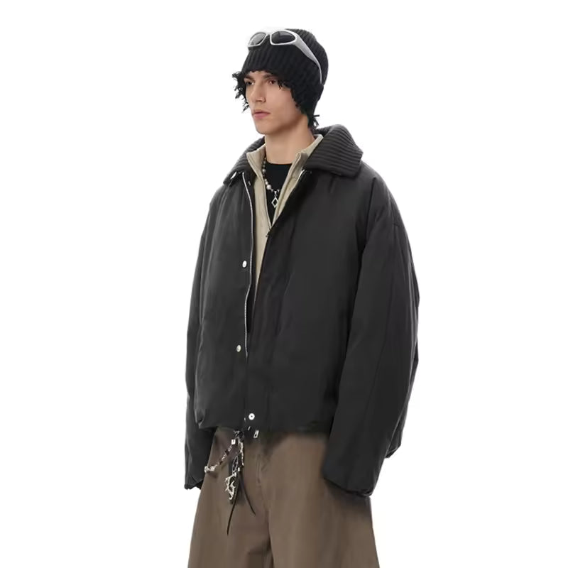 Handsome Loose Solid Color Casual Down Jackets